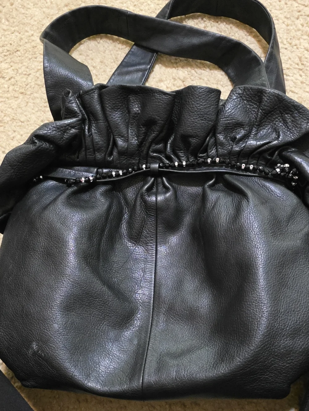 Renato Angi Black Leather Shoulder Bag